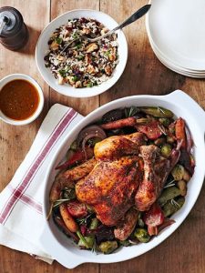 Herbed Chicken With Beets and Brussels